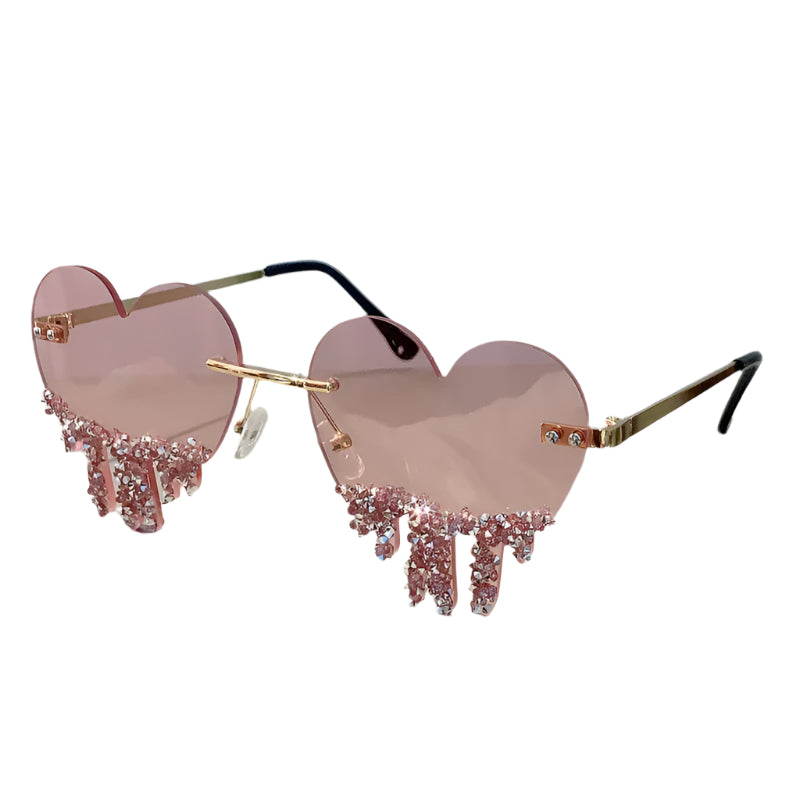 💔 DripHeart Diva Shades – Crystal Fringe Edition
