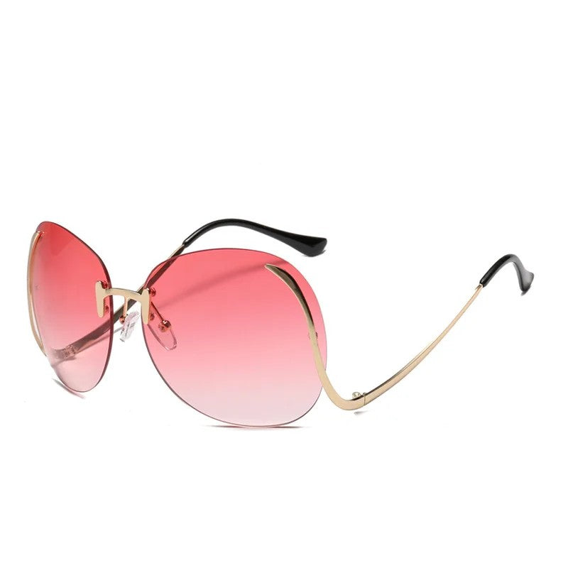 🌈 Neon Mirage – Oversized Rimless Gradient Visor Shades