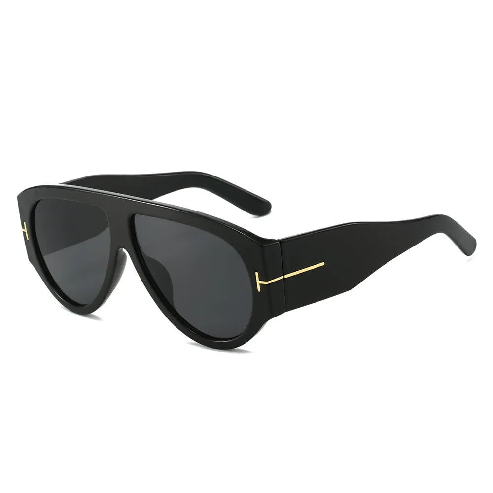 🕶️ IconEra Oval Luxe Shades – Black & Tortoise